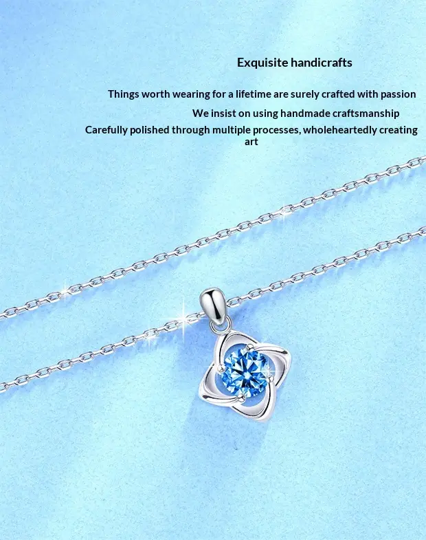 Moissanite-Halskette mit Zirkon-Blatt-Anhänger