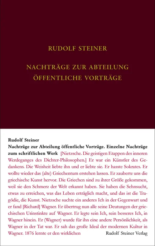 Nachtragsband zum Vortragswerk