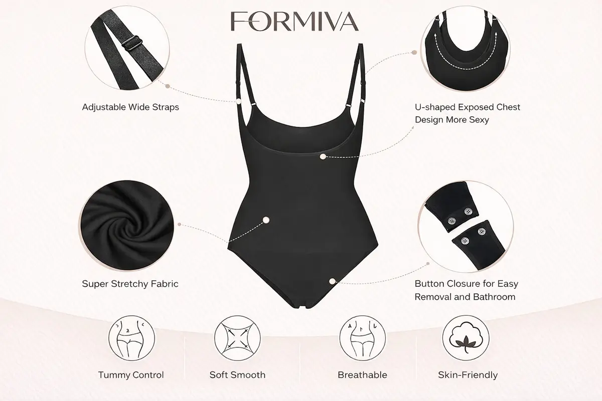 Nahtloser Body Shaper mit offenem Brustbereich