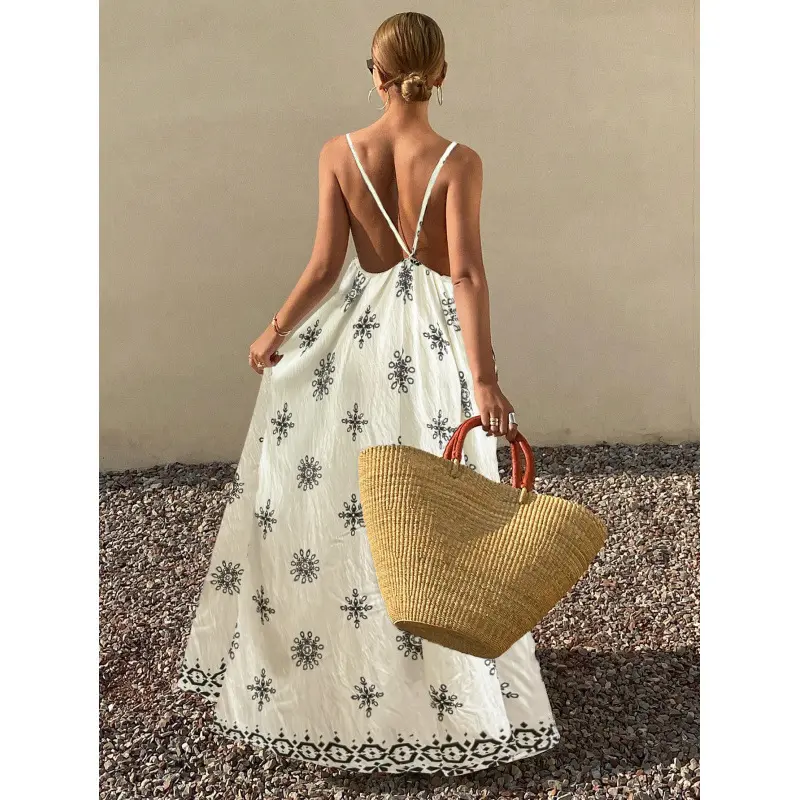 Neckholder-Sommerkleid mit Blumen-Print – V-Ausschnitt (Damen)