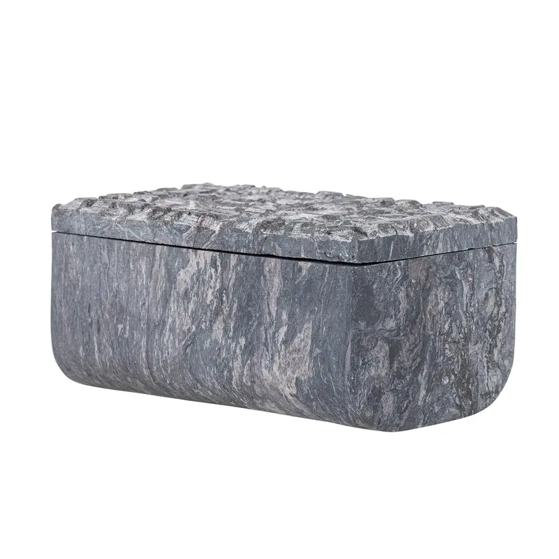 Nubia Box mit Deckel, Grau, Speckstein