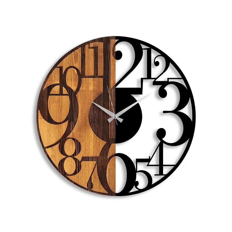 Numbers Wanduhr - Walnuss Schwarz
