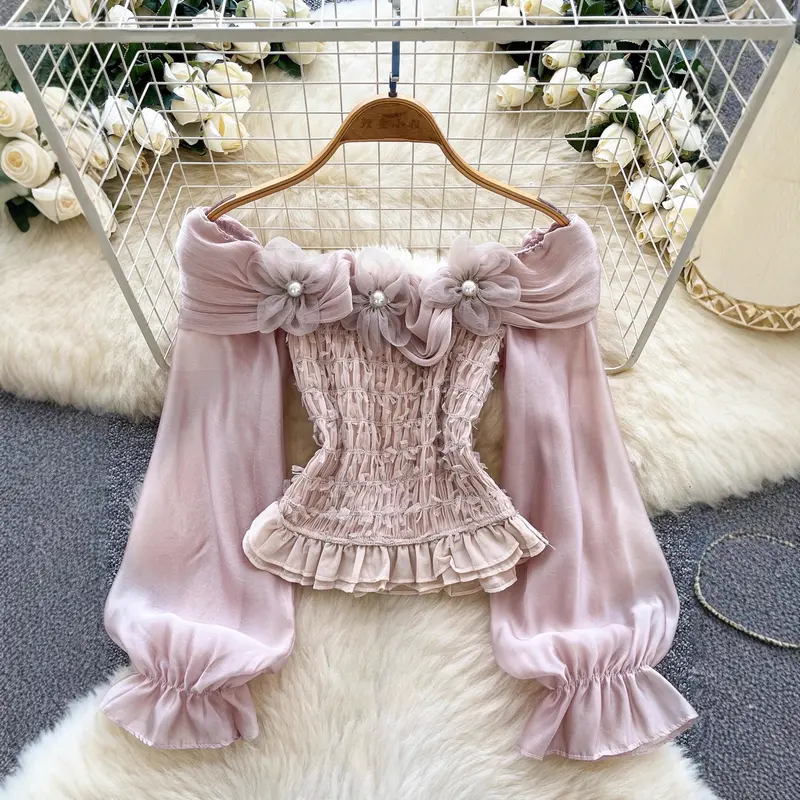 Off-Shoulder-Bluse mit Blumenmotiv