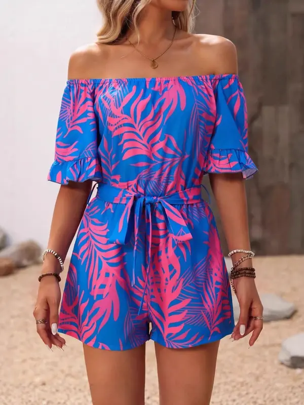 Off-Shoulder Jumpsuit mit Rüschenärmeln