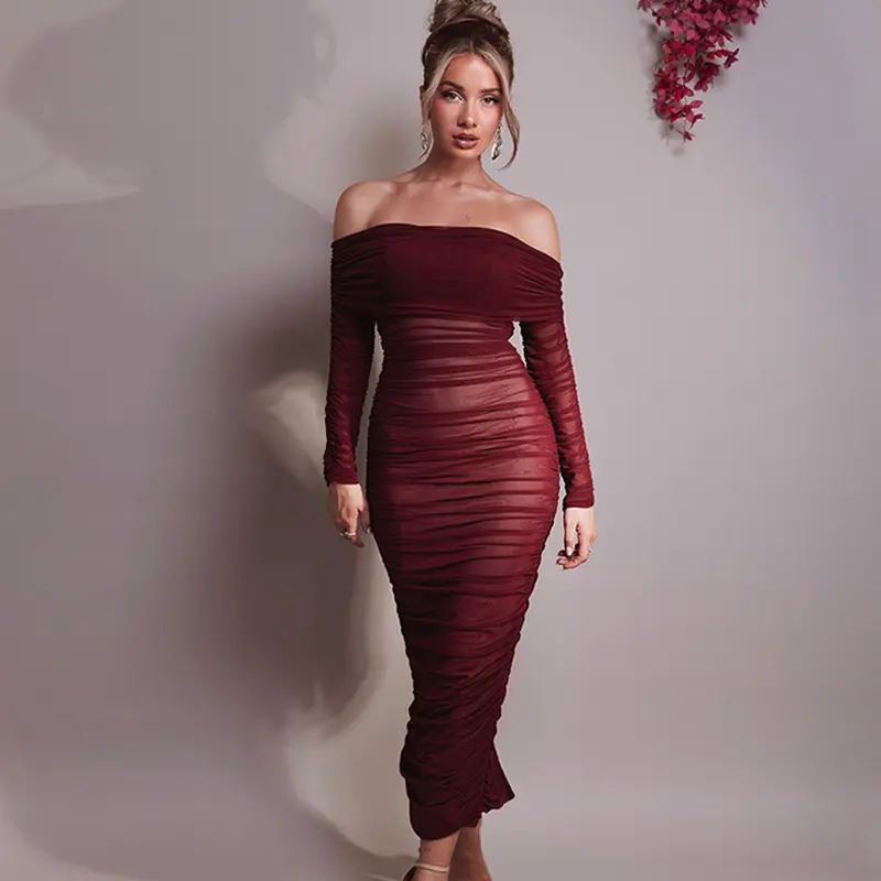 Off-Shoulder-Plisseekleid «Aurélie» · schulterfrei & fliessend (Damen, 4 Farben)