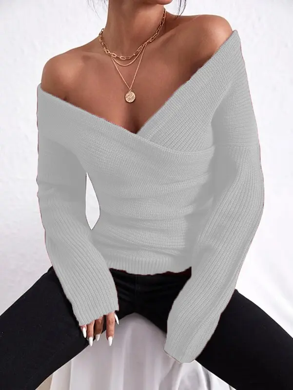 Off-Shoulder Pullover aus Kaschmir-Baumwolle