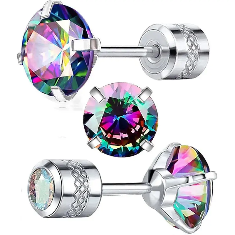 Ohrstecker-Set · Zirkonia 6-Paar Edelstahl