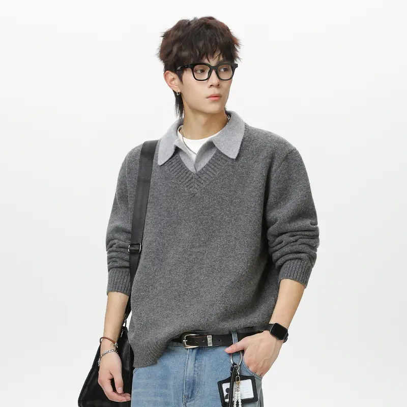 Old-Money-Stil V-Ausschnitt Sweaterjacke