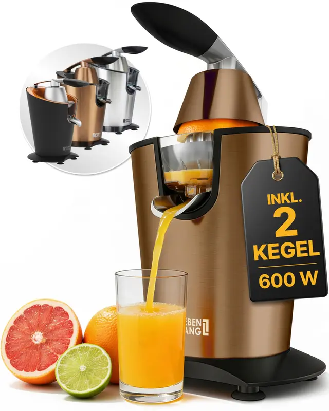 Orangensaftpresse, Kupfer - 600w - Inkl. Hebelarm