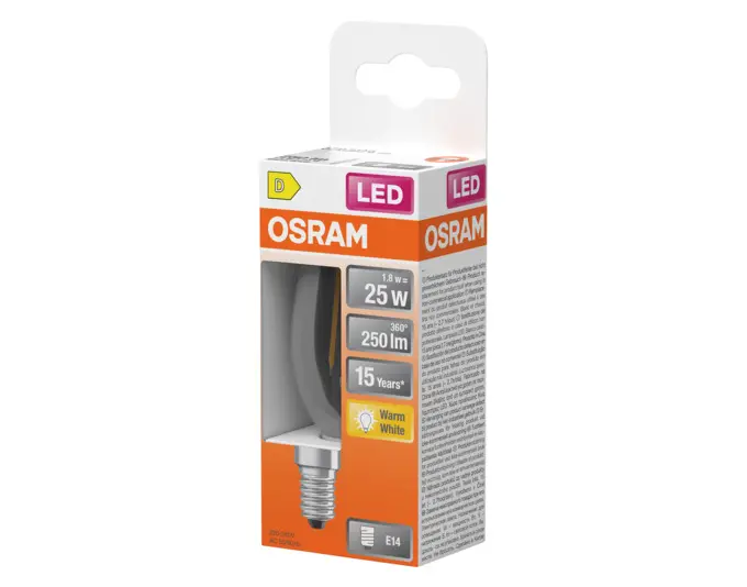 OSRAM LED-Lampe Retrofit Star Classic B E14 1.8W 250lm clear Warm White