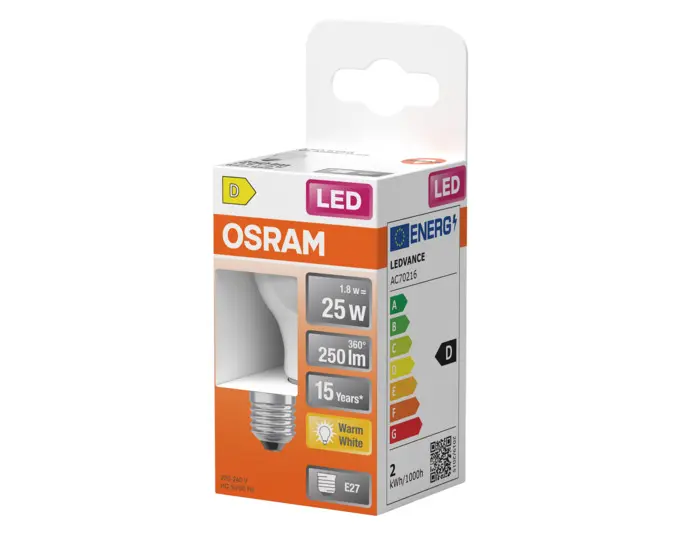 OSRAM LED-Lampe Retrofit Star Classic P E27 1.8W 250lm frosted Warm White