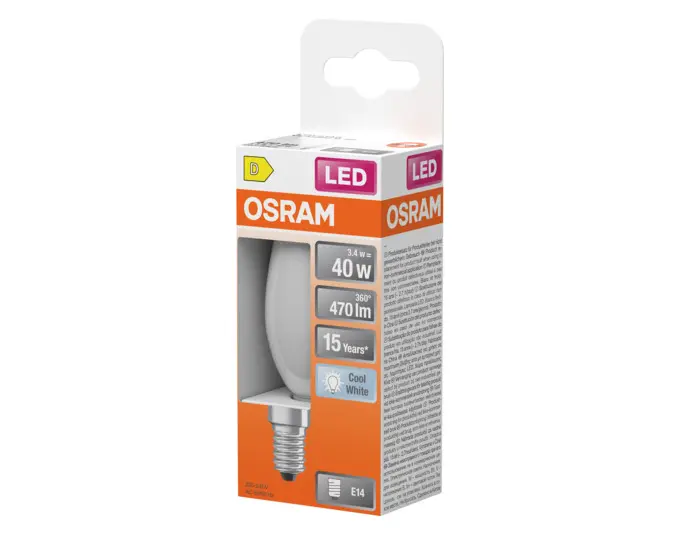 OSRAM LED-Lampe Retrofit Superstar Classic B E14 3.4W 470lm frosted Cool White