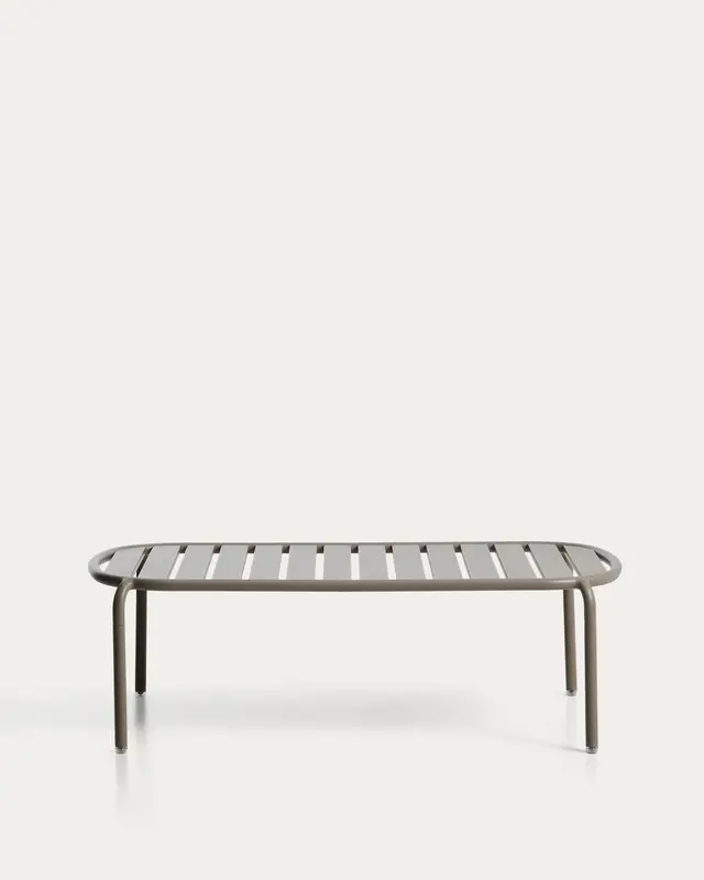 Outdoor-Couchtisch Joncols aus Aluminium mit taupefarbener Lackierung, Ø 113 x 65 cm