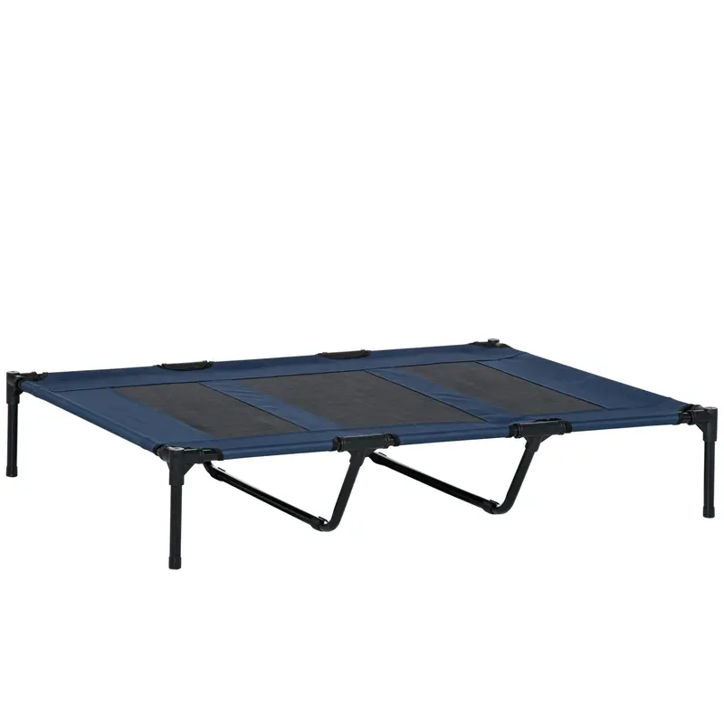 Outdoor-Hundebett faltbar erhöhter Stand Blau+Schwarz, 122x92x23cm