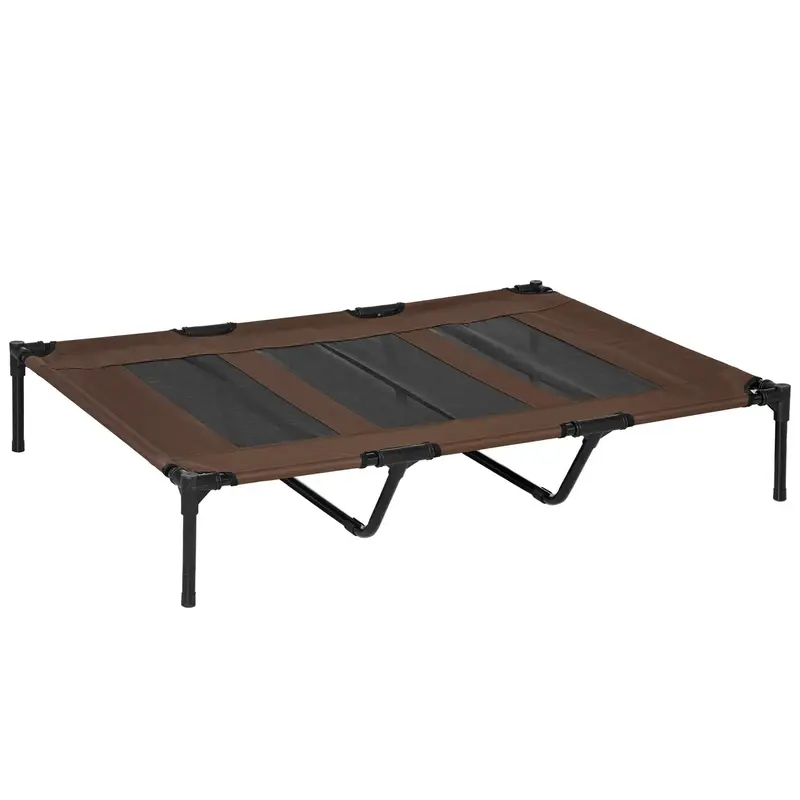 Outdoor-Hundebett faltbar erhöhter Stand Kaffee-Braun+Schwarz, 122x92x23cm