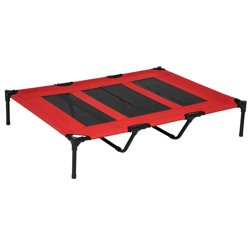 Outdoor-Hundebett faltbar erhöhter Stand Rot+Schwarz, 122x92x23cm