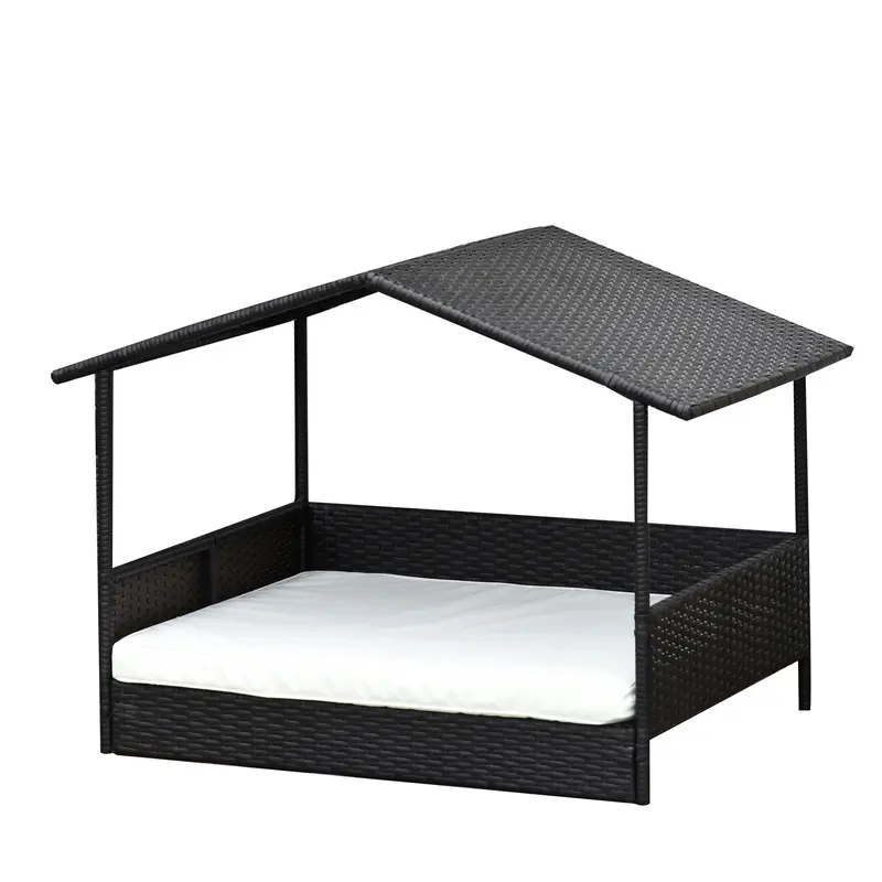 Outdoor-Hundehaus mit Kissen Hundebett Hundehütte Kaffee-Braun, 69x98x70cm