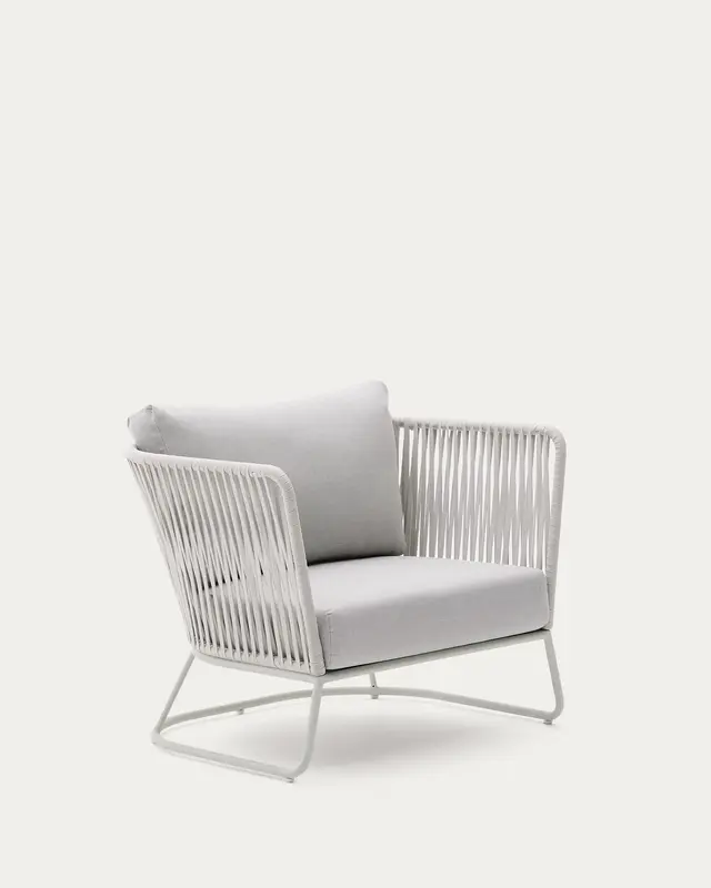 Outdoor-Sessel Saconca aus Seil und grau verzinktem Stahl