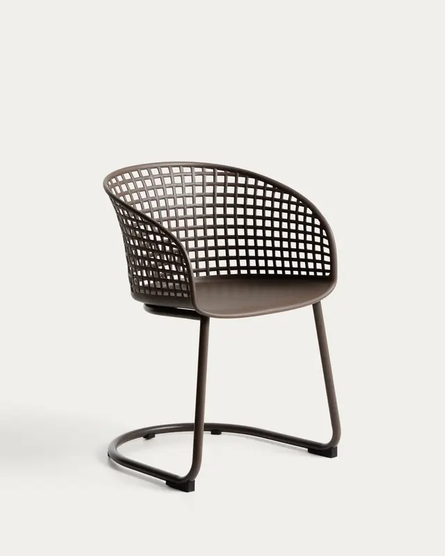 Outdoor-Stuhl Tenaro aus Kunststoff mit braunem Stahlgestell