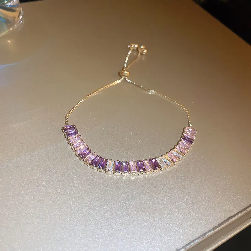 Ovales Zirkon-Armband, 18K vergoldet