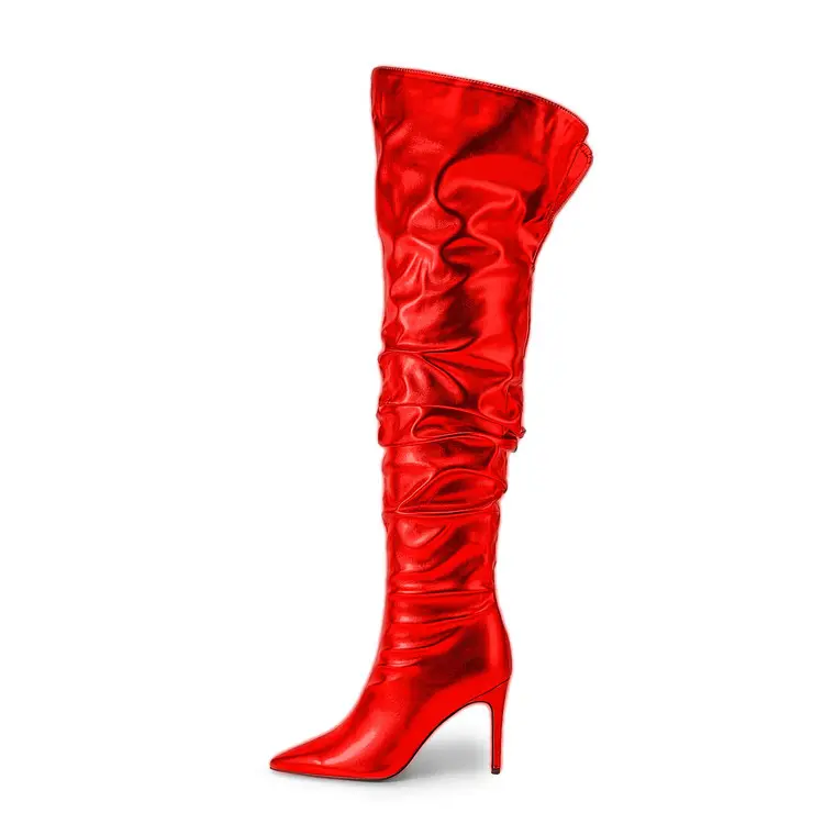Overknee Stiletto-Stiefel mit Falten