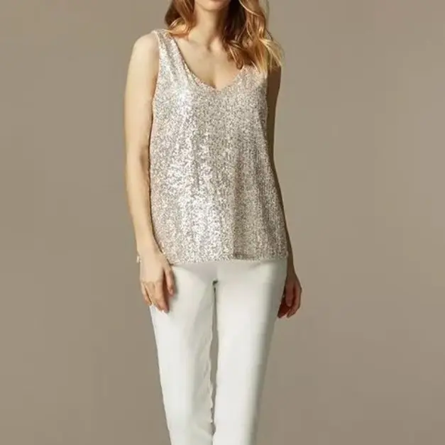 Pailletten-Camisole mit Geometrie-Muster
