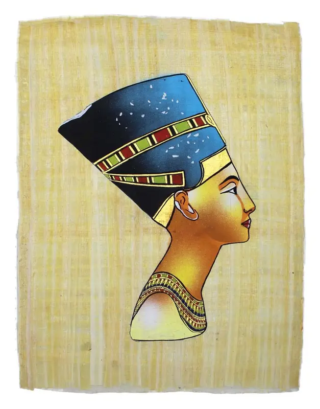 Papyrus Gross-Formate - Die Büste der Nofretete bemalt