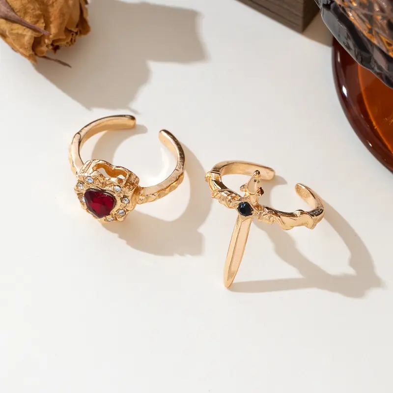 Partner-Ring-Set «Sword of Love» · Herz & Schwert (2 Ringe)