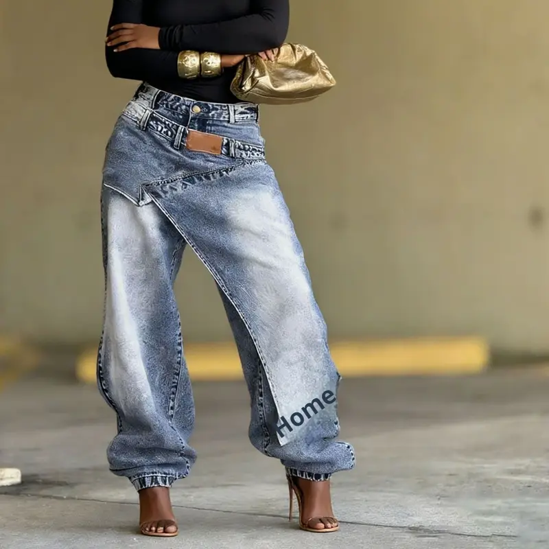 Patchwork-Denim-Jeans für Damen