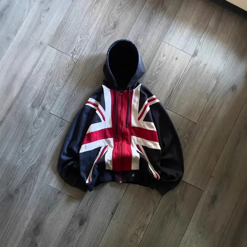 Patchwork Kapuzen Sweatshirt Jacke
