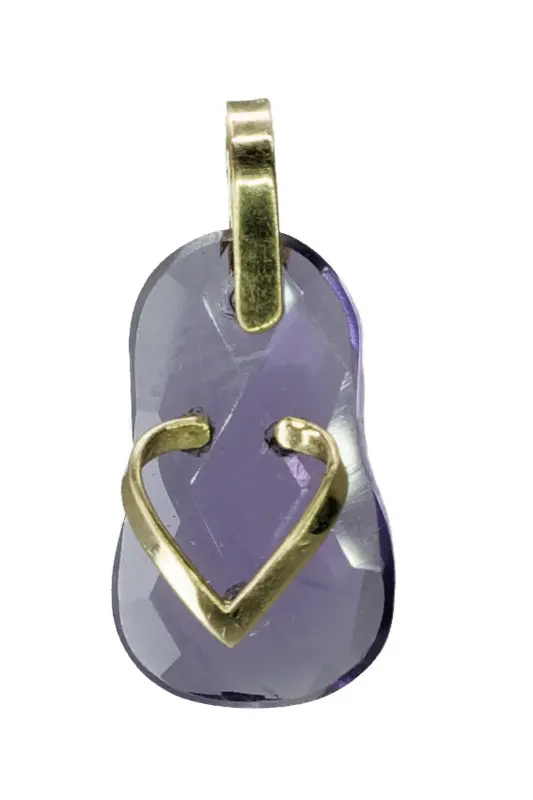 Pendentif en or jaune de forme sandale et améthyste
