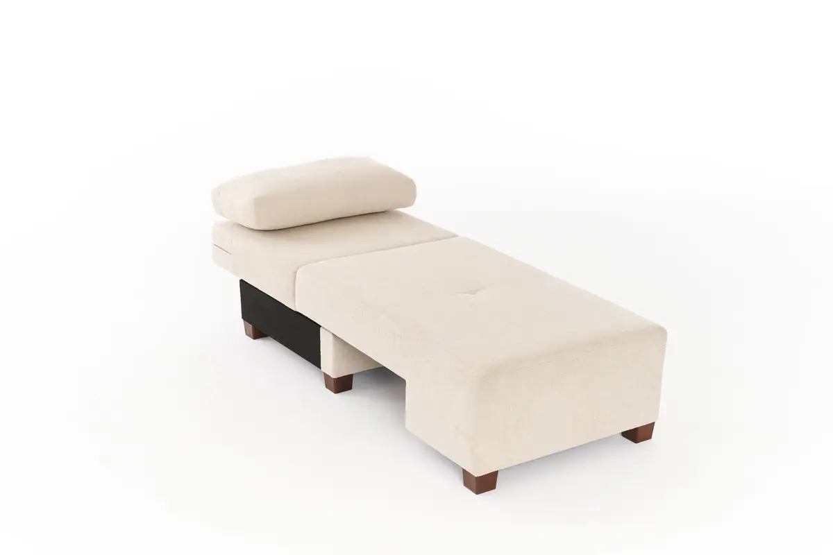Perenna Chenille Right Bettsofa - Sahne