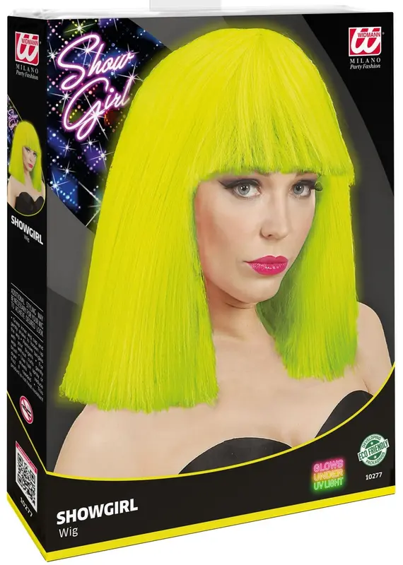 Perücke Showgirl neon gelb