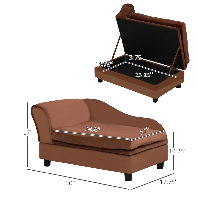 Pet-Sofa mit Lagerfach für Katzen & kleine Hunde, braun