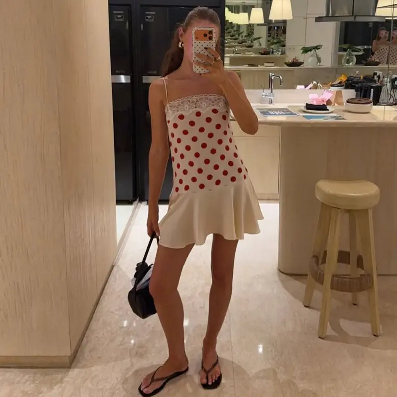 Polka-Dot Patchwork Minikleid