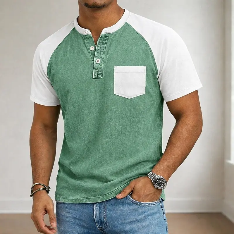 Polo-Shirt mit Henley-Kragen für Herren