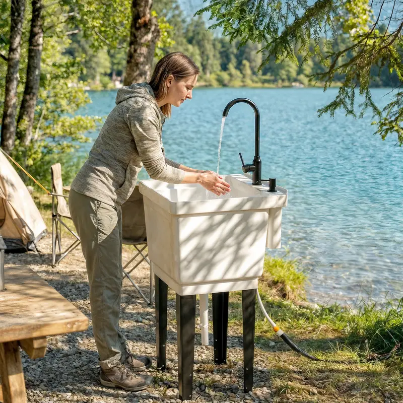 Portabler Waschplatz mit Seifen Spender