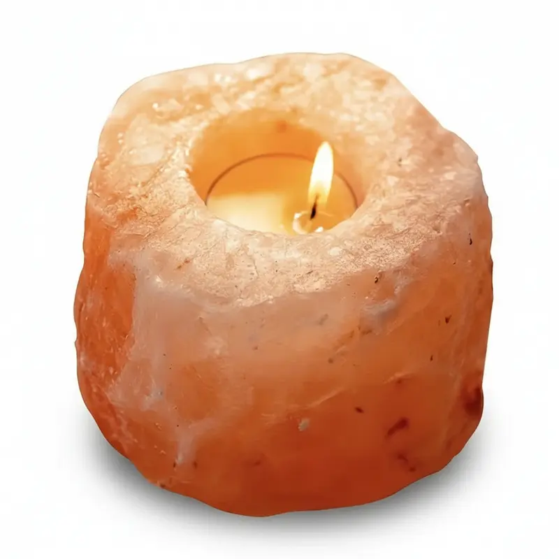 Porte-Bougie en Sel de l'Himalaya - Lumière Apaisante et Bien-être Naturel