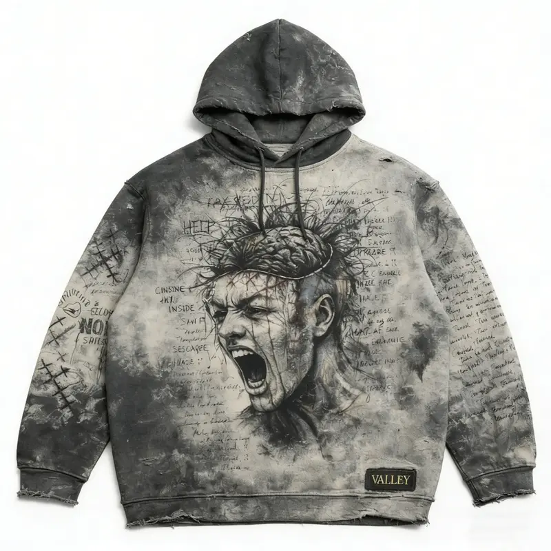Pullover mit Kapuze und Print