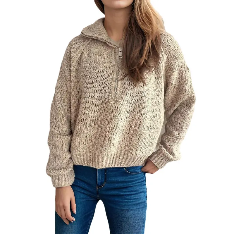 Pullover mit Reissverschluss und Reverskragen