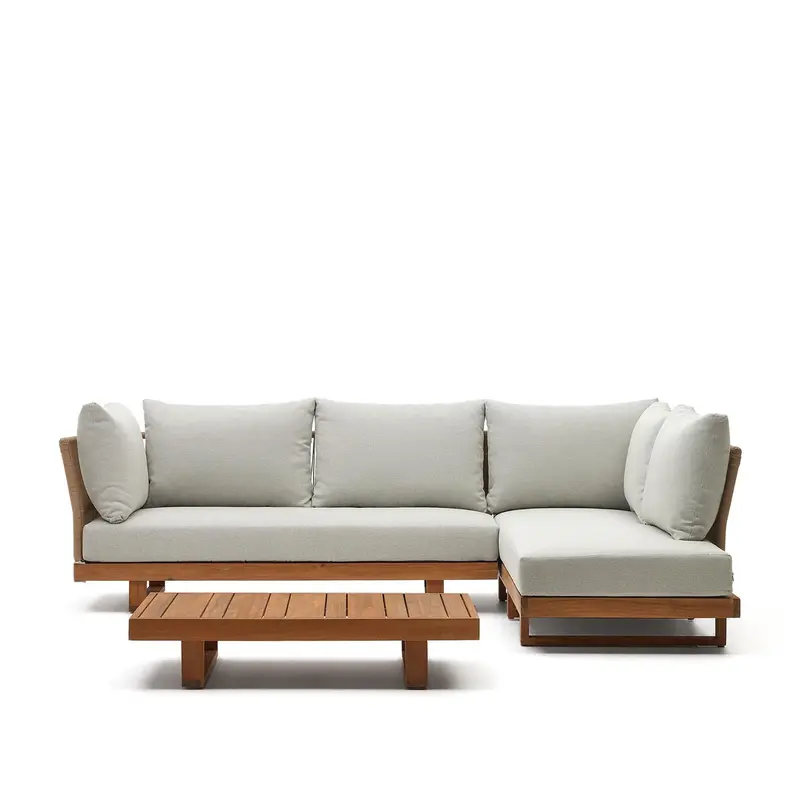 Raco Set aus 5-Sitzer-Ecksofa und Couchtisch massives Akazienholz FSC 100%