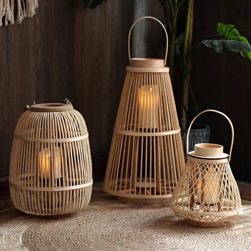 Rattan-Windlicht «Saluna» · 3er-Set Laternen