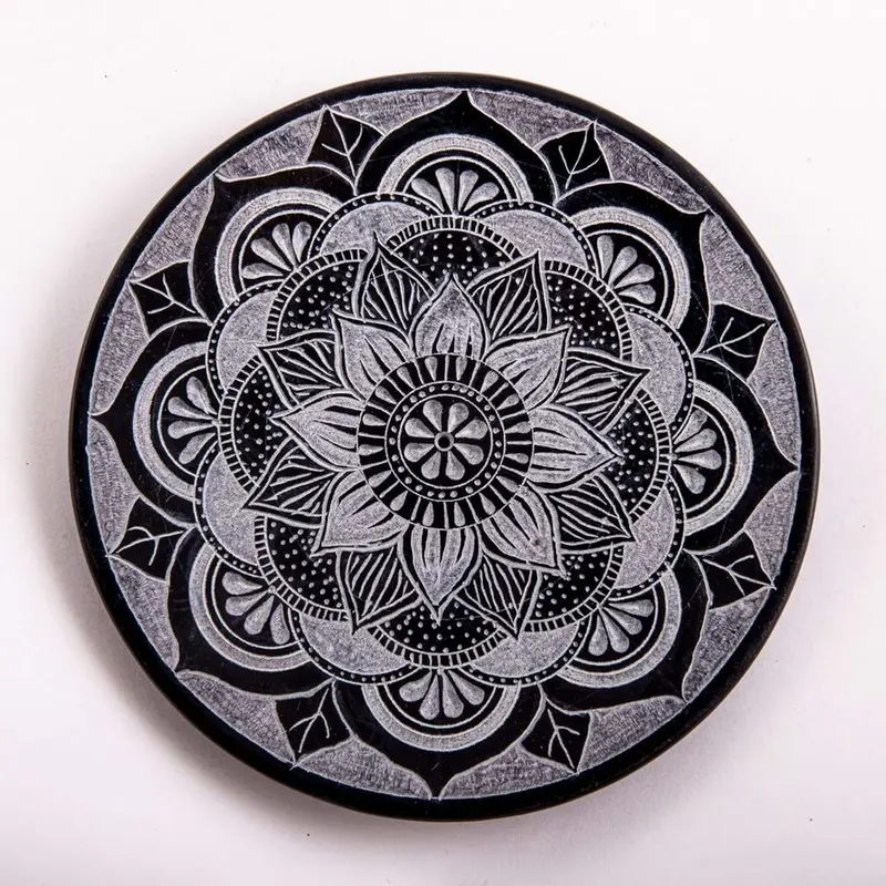 Räucherstäbchenhalter aus Speckstein Mandala, handgefertigt