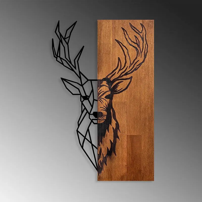 Red Deer 1 Wanddeko - Walnuss Schwarz