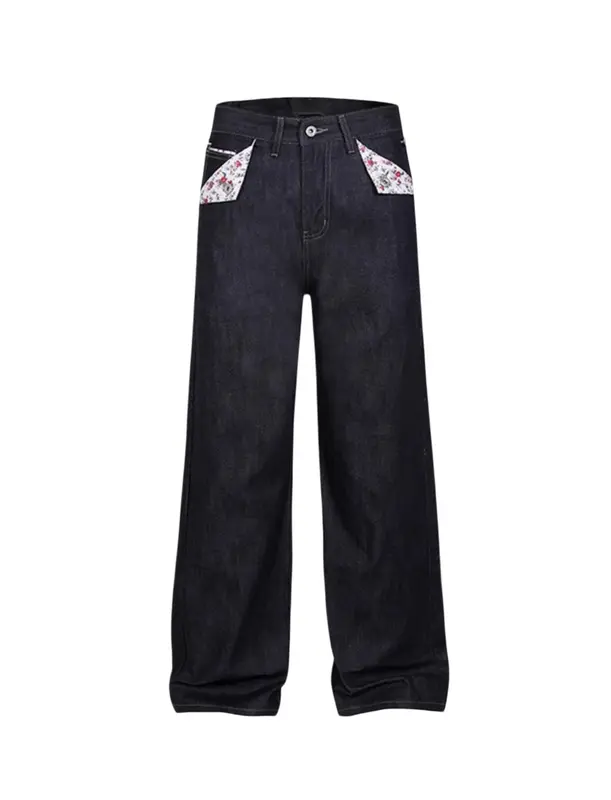 Red-Ear Straight-Leg Jeans mit Blumenmuster