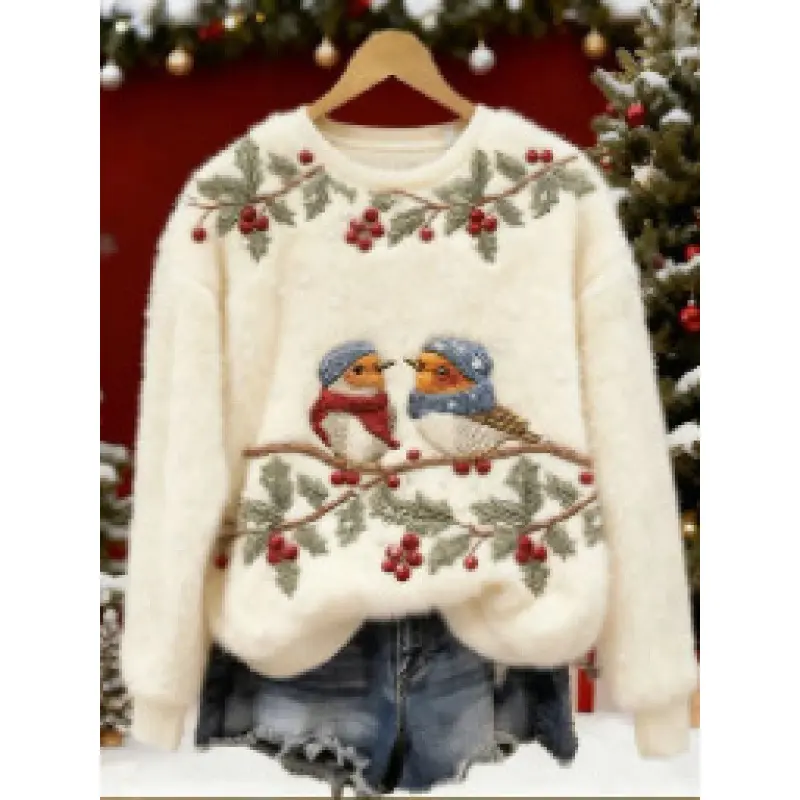Retro 3D Digital-Print Crew-Neck Sweatshirt