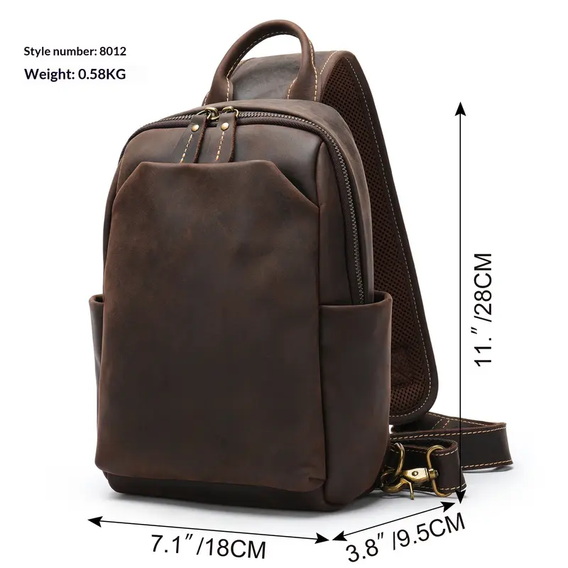 Retro-Brusttasche aus Crazy Horse Leder