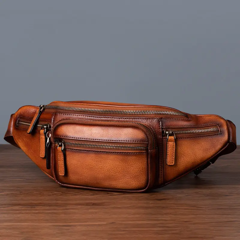Retro-Brusttasche aus Rindsleder