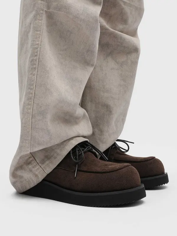 Retro-Halbschuhe aus Mikrofaserleder