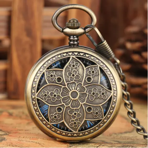 Retro Hohl-Design Mechanische Taschenuhr